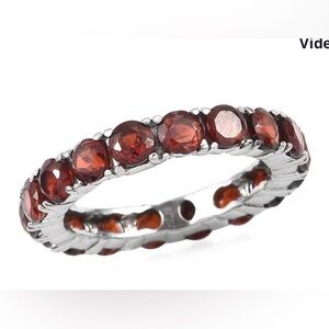 Mozambique Garnet 4.40 ctw Eternity Band Ring in Stainless Steel